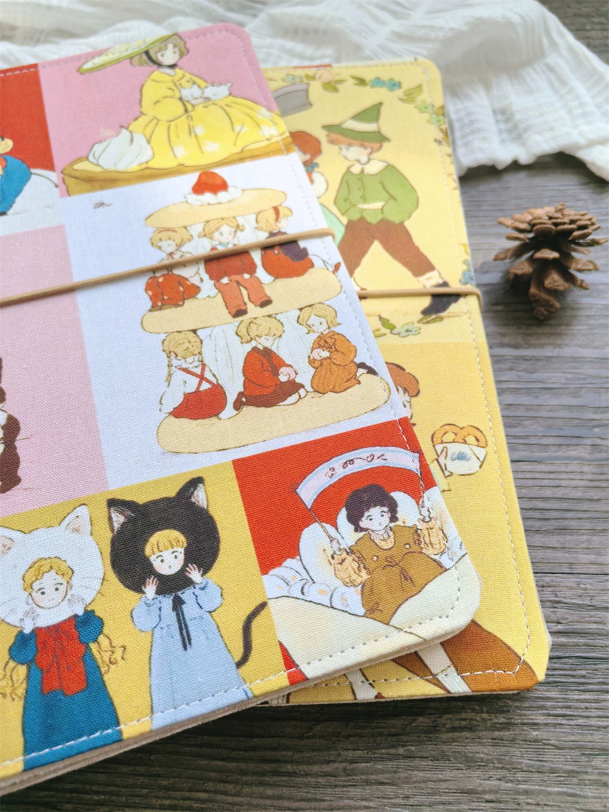 Sweetheart Girl Puzzle Grid Cute Planner Loose-Leaf A5 Fabric Handmade Notebook Diary Planner Notebook