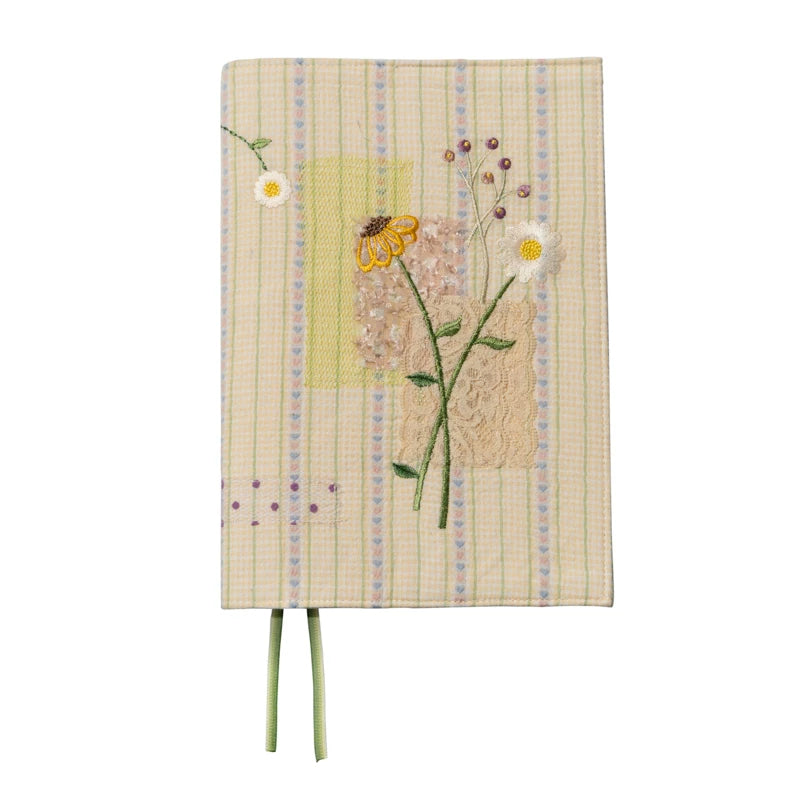 Life Comic Spring Daisy Patchwork Embroidery A5 Handmade Journal Notebook Book Cover Book Sleeve Book Protector