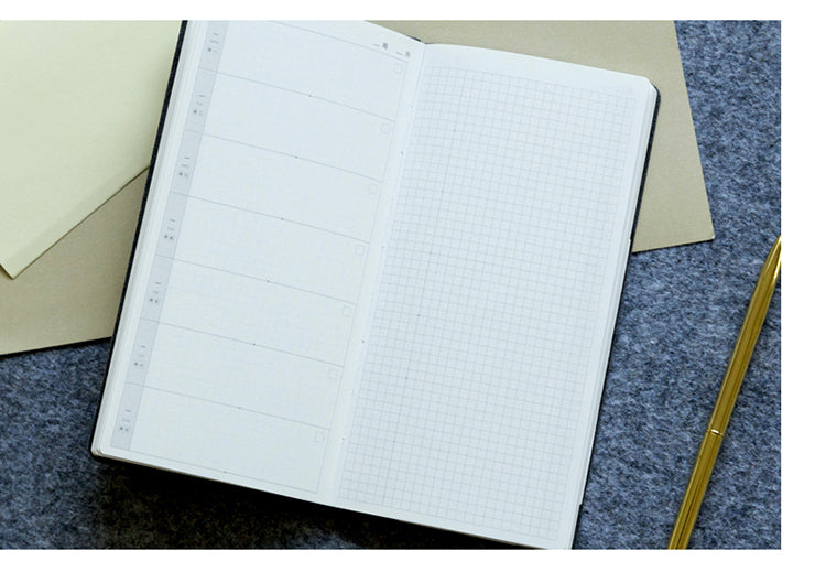 Kinbor A5 8-Grid Self-Filling Time Management Diary PU Leather Monthly Planner 78g Lemon Scent