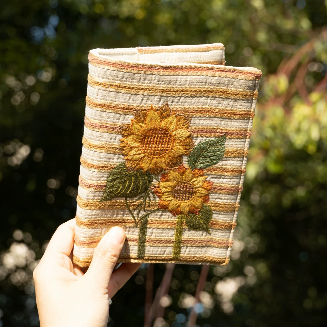Life Comic Sunflower Embroidery A5B6A6 Handmade Cloth Book Cover Journal Book Sleeve Book Protector Cultural and Creative Gift
