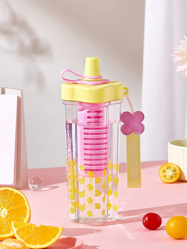 Miniso Large-Capacity Water Cup for Women, High-Looking Student, High-Temperature Resistant Plastic Cup with Straw, Portable Summer New Model