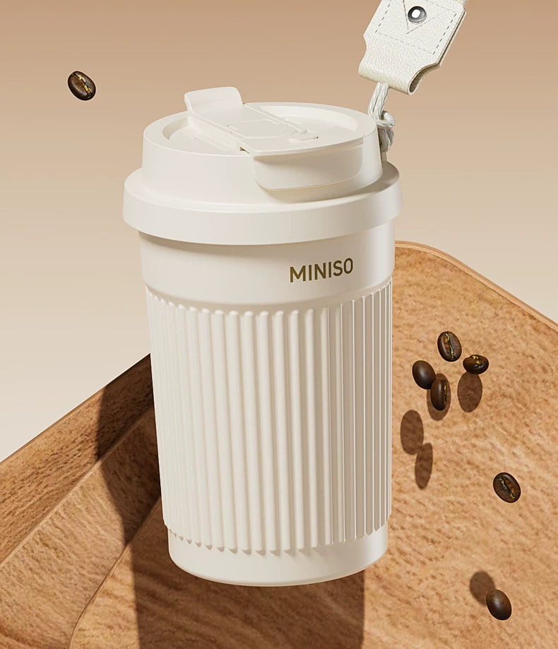 Miniso Insulated Cup, High-Looking Coffee Cup, Portable for Men and Women, Student Double-Drink Straw Water Cup, 2026 New Model