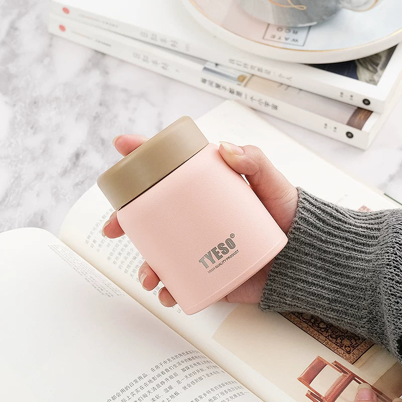 Insulated Cup for Women, Portable, Small Wide-Mouth, Large Diameter, Short and Chubby Style, Compact Stainless Steel Water Bottle, Cute Big Belly Cup