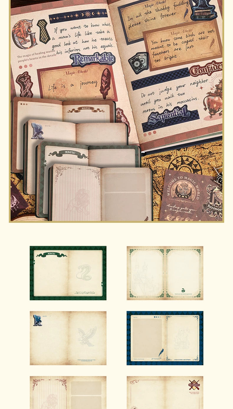 Magic Academy Notebook Set Gift Box Harry Potter Planner High-Quality Notebook for Elementary and Middle School Students School Supplies Diary Planner Sticker Pack Birthday Gift