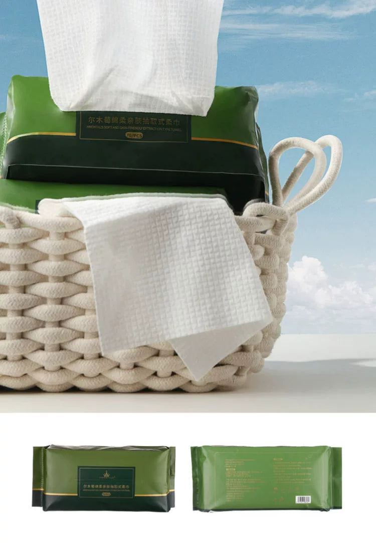 Ermu Tao Genuine Disposable Thickened Face Towels, Dual-Use for Dry and Wet, Cotton Soft Cleansing Face Towels