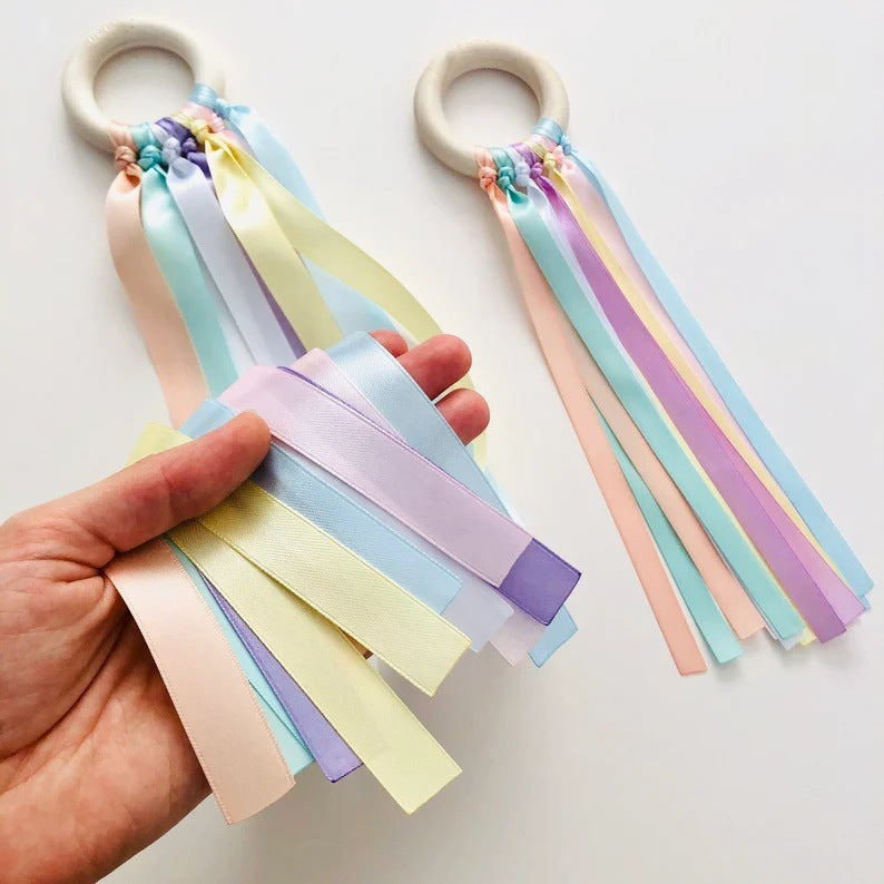 Sensory Montessori Ribbon Toy Waldau Wooden Toy Ribbon Rainbow Hand Kite Toy Kindergarten