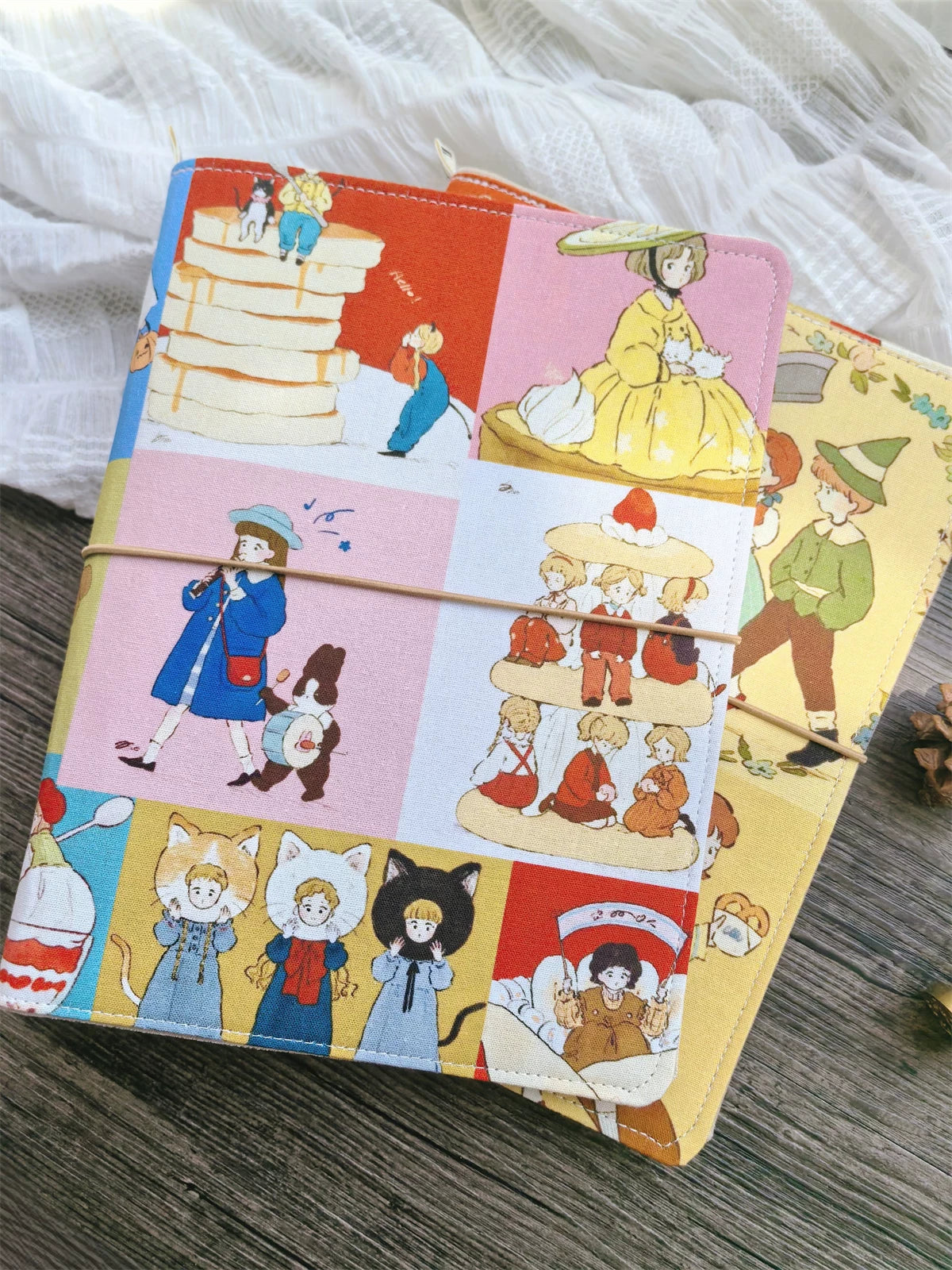 Sweetheart Girl Puzzle Grid Cute Planner Loose-Leaf A5 Fabric Handmade Notebook Diary Planner Notebook
