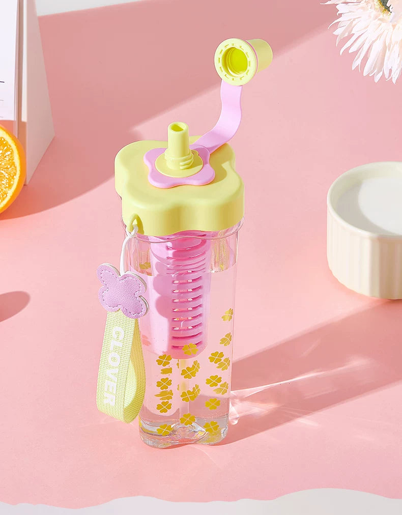 Miniso Large-Capacity Water Cup for Women, High-Looking Student, High-Temperature Resistant Plastic Cup with Straw, Portable Summer New Model