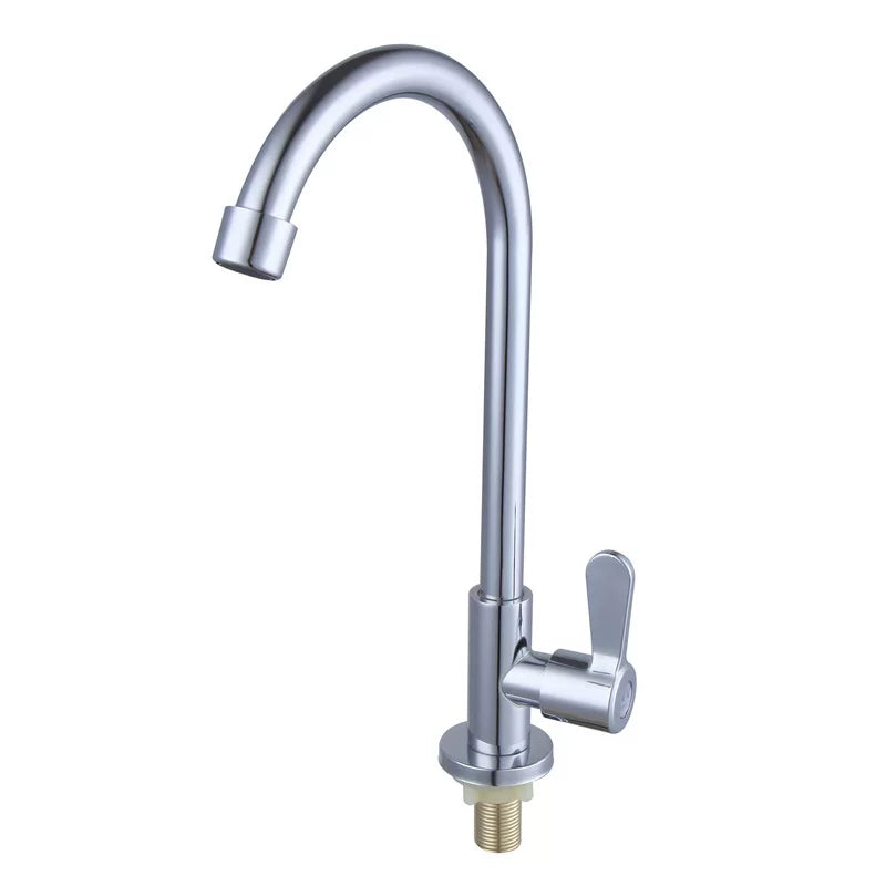 304 Stainless Steel Kitchen Wall-Mounted Faucet Single Cold Water Sink Faucet Wall-Mounted Brushed Swivel