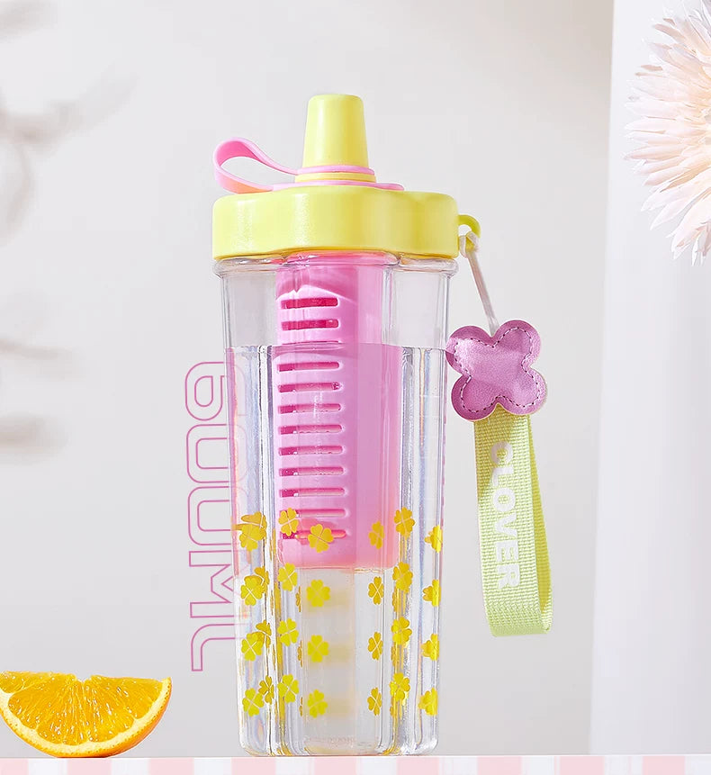 Miniso Large-Capacity Water Cup for Women, High-Looking Student, High-Temperature Resistant Plastic Cup with Straw, Portable Summer New Model