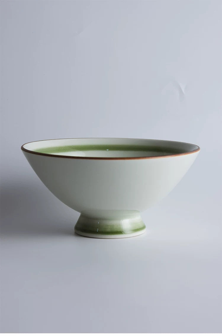 Handmade Gold-Inlaid Ceramic Bowl with High Rim, Suitable for Home Use, Ceramic Rice Bowl, Salad Bowl, Ramen Bowl, Commercial Use