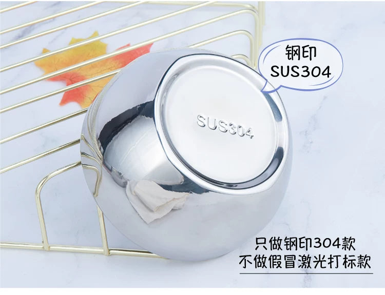 Children's Baby Kindergarten Rice Bowl with Lid, 304 Food-Grade Stainless Steel Bowl, Household Thickened Anti-Scald Tableware with Engraving