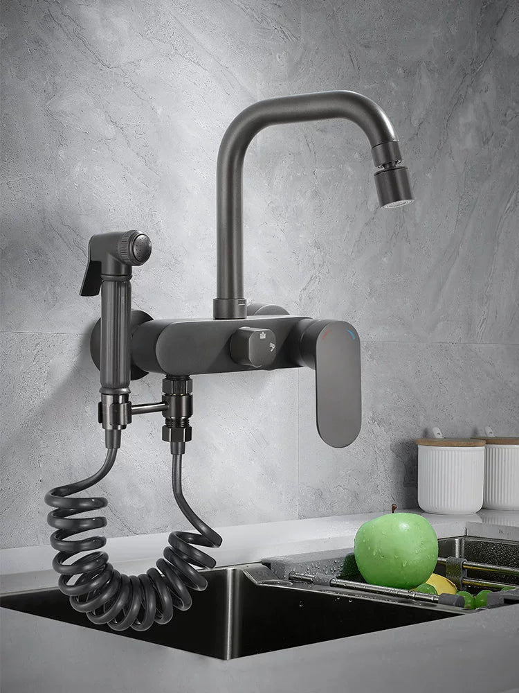Wall-Mounted Hot and Cold Water Faucet for Kitchen, Wall-Mounted Sink for Washing Vegetables, Dishwashing Sink, Balcony Mop Washing Basin, Household Use
