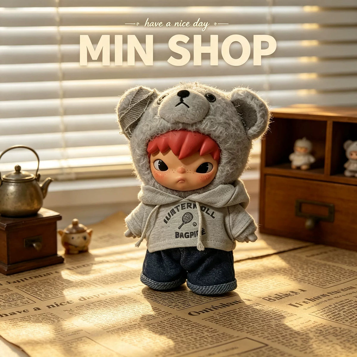 Ono Hirono Highway Diary 17cm Vinyl Fighting for Joy Plush Doll Blind Box Overalls Baby Clothes