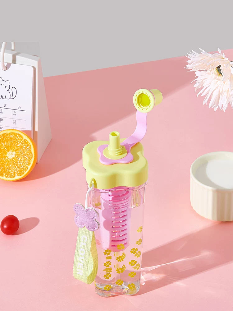 Miniso Large-Capacity Water Cup for Women, High-Looking Student, High-Temperature Resistant Plastic Cup with Straw, Portable Summer New Model