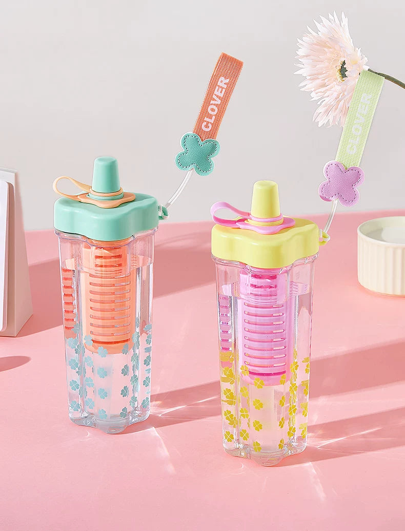 Miniso Large-Capacity Water Cup for Women, High-Looking Student, High-Temperature Resistant Plastic Cup with Straw, Portable Summer New Model