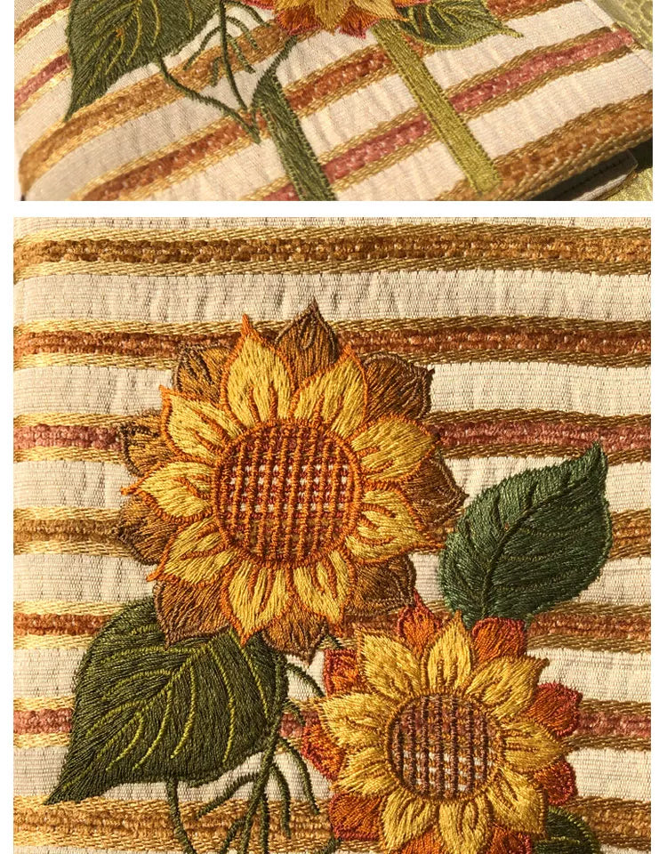 Life Comic Sunflower Embroidery A5B6A6 Handmade Cloth Book Cover Journal Book Sleeve Book Protector Cultural and Creative Gift