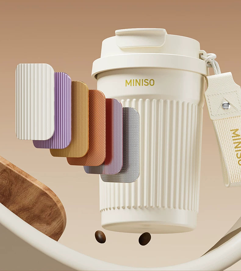 Miniso Insulated Cup, High-Looking Coffee Cup, Portable for Men and Women, Student Double-Drink Straw Water Cup, 2026 New Model