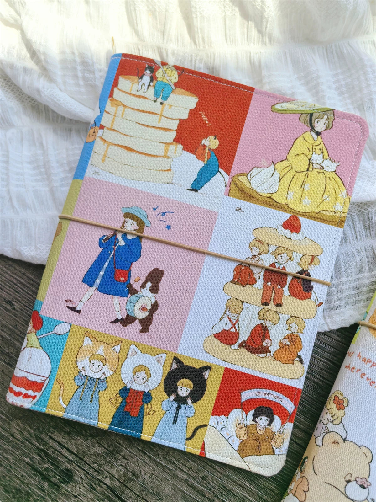 Sweetheart Girl Puzzle Grid Cute Planner Loose-Leaf A5 Fabric Handmade Notebook Diary Planner Notebook