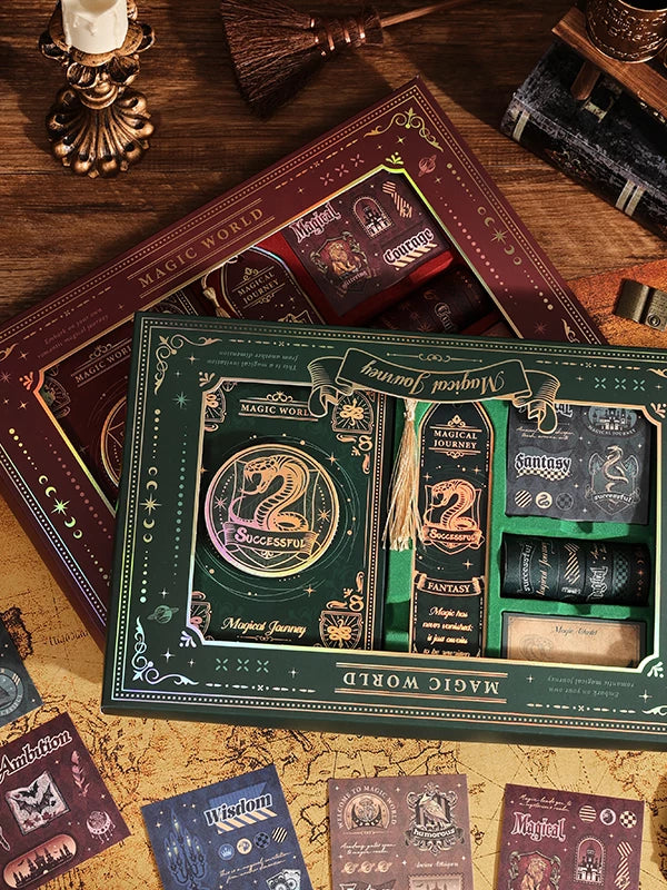 Magic Academy Notebook Set Gift Box Harry Potter Planner High-Quality Notebook for Elementary and Middle School Students School Supplies Diary Planner Sticker Pack Birthday Gift