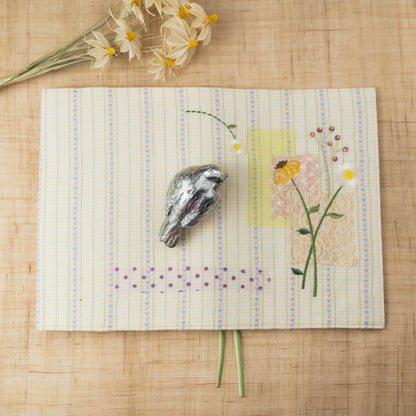 Life Comic Spring Daisy Patchwork Embroidery A5 Handmade Journal Notebook Book Cover Book Sleeve Book Protector
