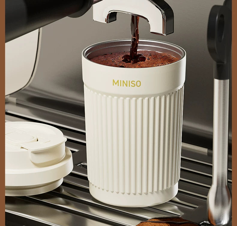 Miniso Insulated Cup, High-Looking Coffee Cup, Portable for Men and Women, Student Double-Drink Straw Water Cup, 2026 New Model