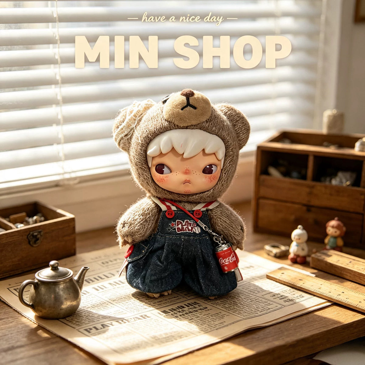 Ono Hirono Highway Diary 17cm Vinyl Fighting for Joy Plush Doll Blind Box Overalls Baby Clothes