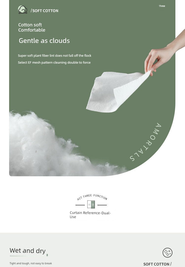 Ermu Tao Genuine Disposable Thickened Face Towels, Dual-Use for Dry and Wet, Cotton Soft Cleansing Face Towels