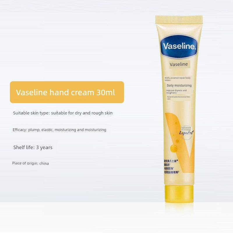 Vaseline Hand Cream Moisturizing and Hydrating for Women, Niacinamide Prevents Dryness and Cracking, Small Tube, Refreshing and Non-Greasy for Men in Summer