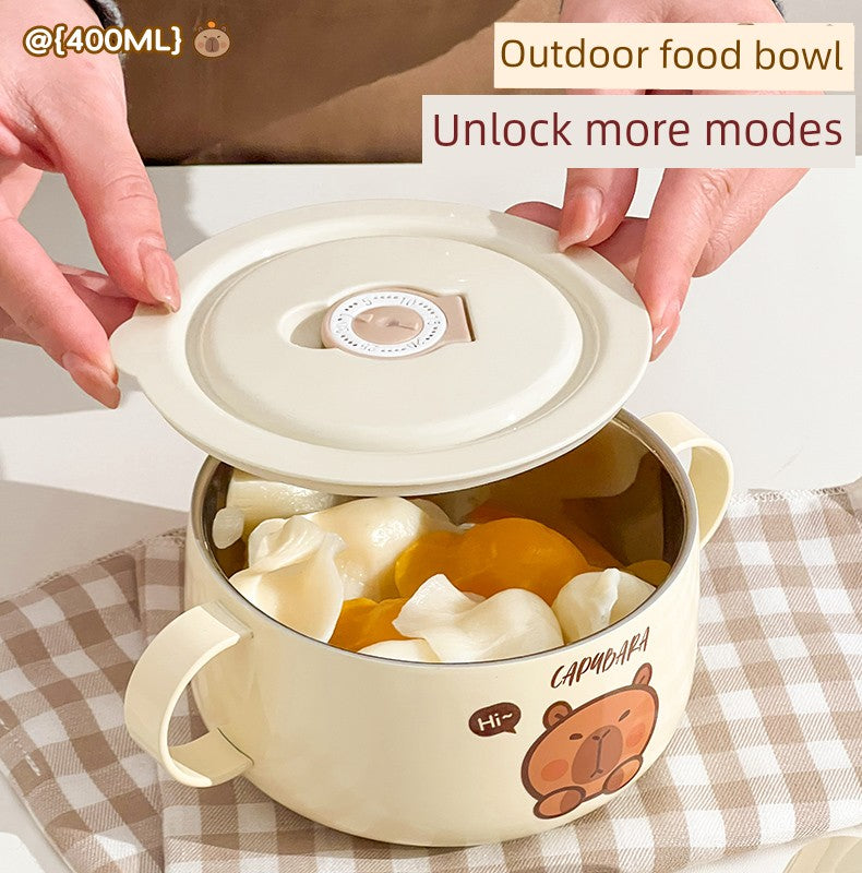 Kapibala Baby Double-Eared Bowl 316 Stainless Steel Kidsren's Bowl Milk Bowl Breakfast Small Bowl Fruit Bowl Eating Bowl