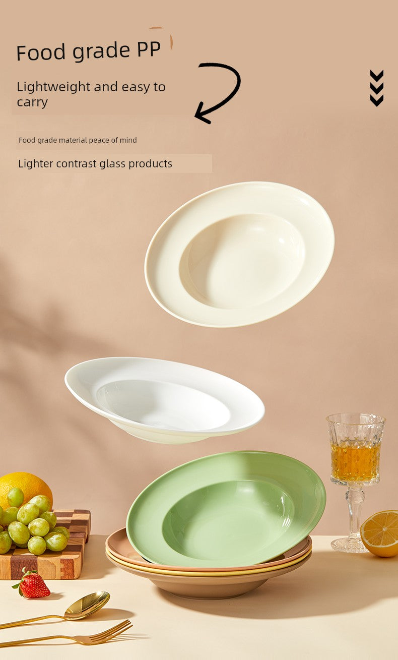 Fruit and Vegetable Salad Bowl, Deep Plate, Dessert Plate, ins Style, Simple Curry Rice, Instant Noodle Bowl, Home Use, High-End Feel
