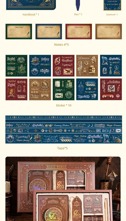 Magic Academy Notebook Set Gift Box Harry Potter Planner High-Quality Notebook for Elementary and Middle School Students School Supplies Diary Planner Sticker Pack Birthday Gift