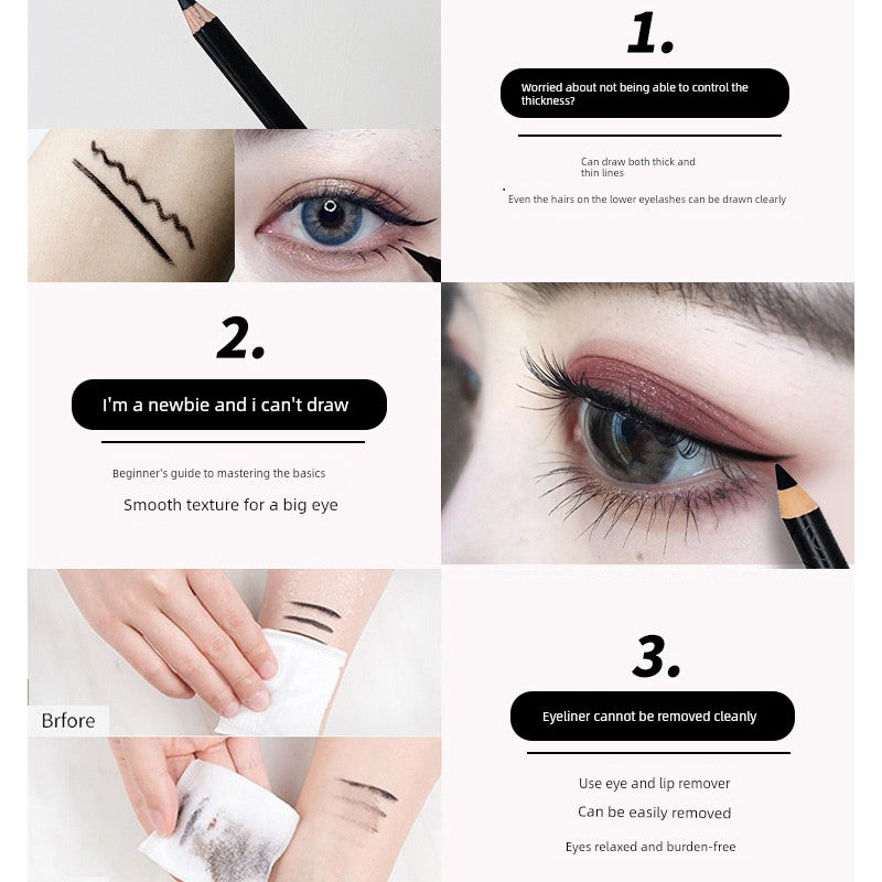 Kazilan Eyeliner Gel Pen Is Not Easy to Smudge, Is Waterproof, Long-Lasting, Suitable for Beginners, Beginners' Pen for Lower Eyelid, Hard Tip, Fine Tip for Women