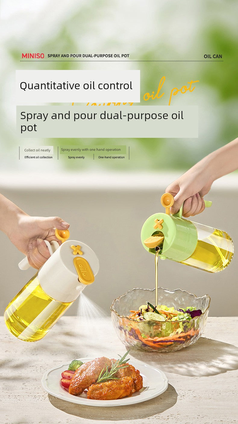 Miniso Oil Spray Bottle for Home Use, Non-Drip Kitchen Oil Container, Glass Seasoning Bottle, Mist-Type Dual-Use Leak-Proof Oil Bottle