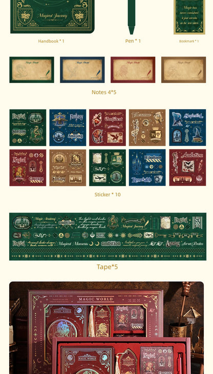 Magic Academy Notebook Set Gift Box Harry Potter Planner High-Quality Notebook for Elementary and Middle School Students School Supplies Diary Planner Sticker Pack Birthday Gift