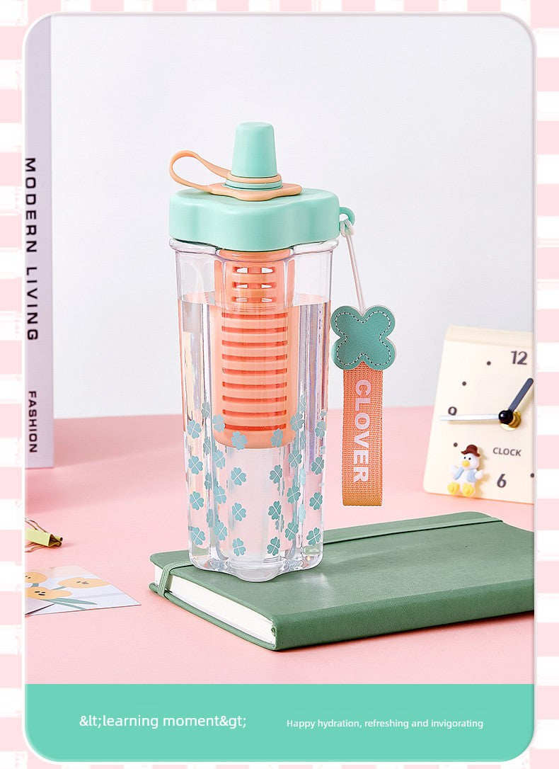 Miniso Large-Capacity Water Cup for Women, High-Looking Student, High-Temperature Resistant Plastic Cup with Straw, Portable Summer New Model