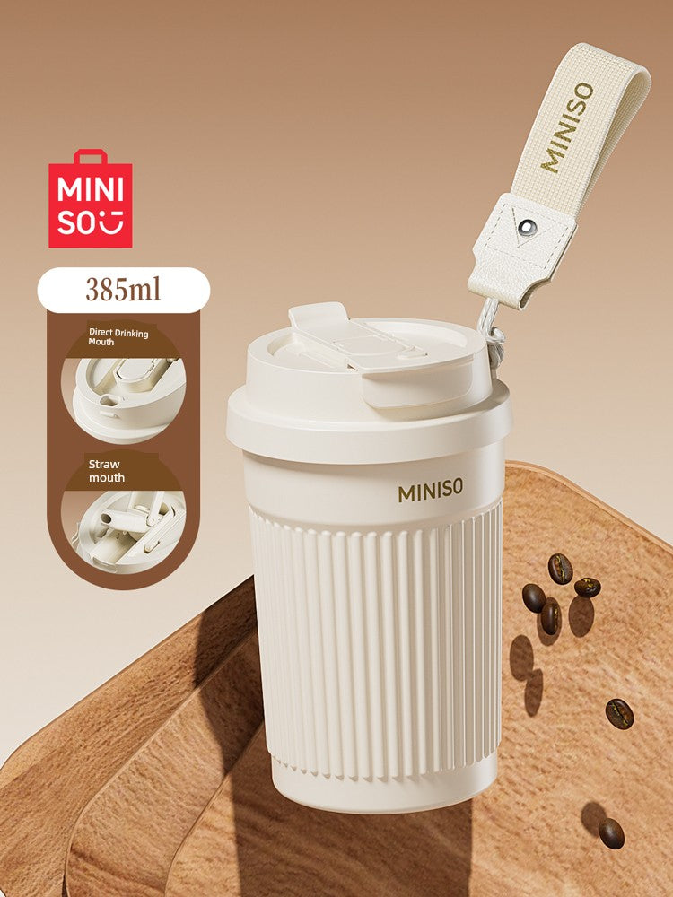 Miniso Insulated Cup, High-Looking Coffee Cup, Portable for Men and Women, Student Double-Drink Straw Water Cup, 2026 New Model