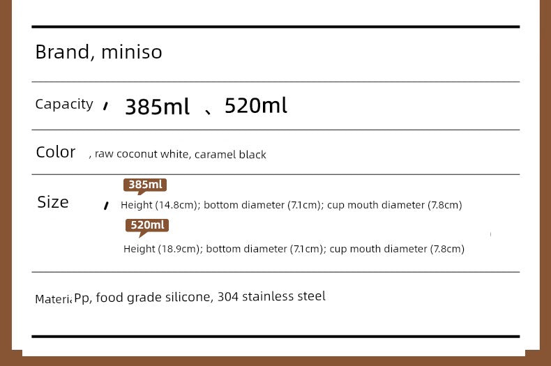 Miniso Insulated Cup, High-Looking Coffee Cup, Portable for Men and Women, Student Double-Drink Straw Water Cup, 2026 New Model