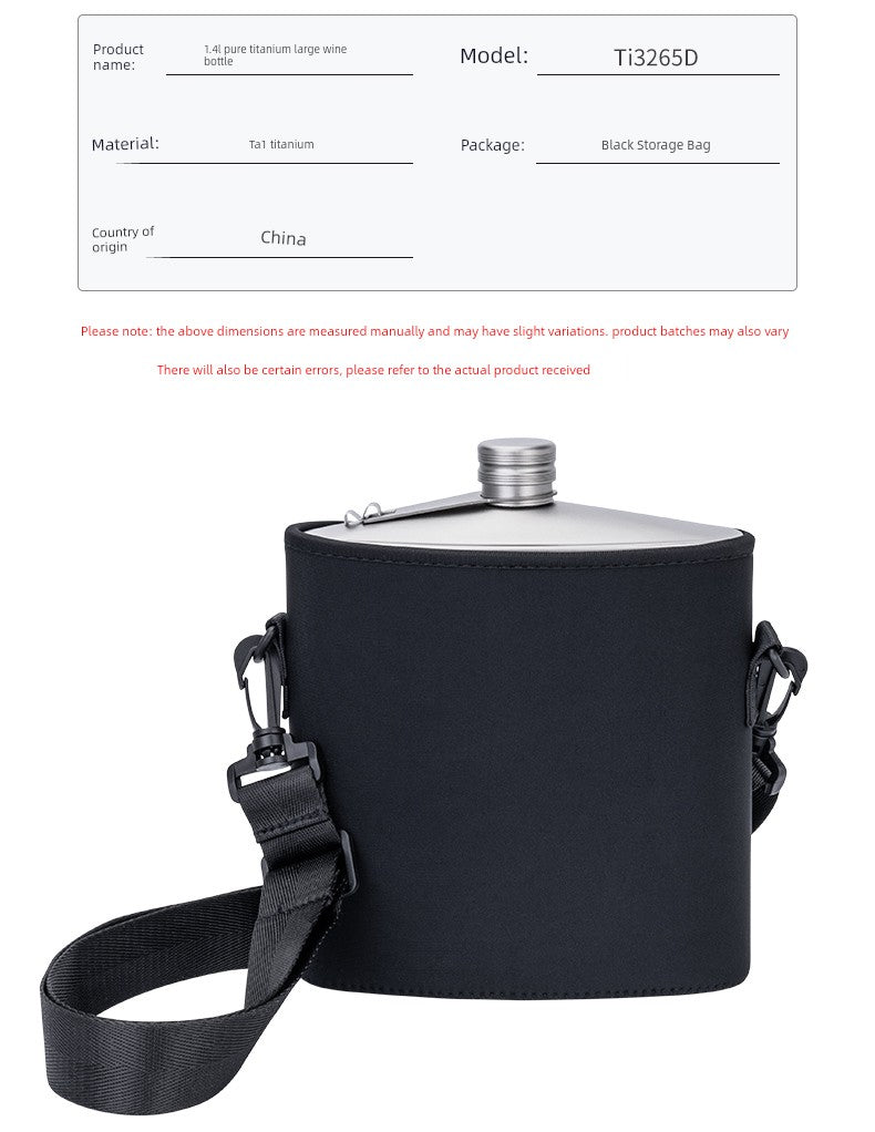 Biwei Pure Titanium Flask Large Capacity Portable Outdoor Water Bottle Home Car Flat Liquor Bottle Square Open Flame