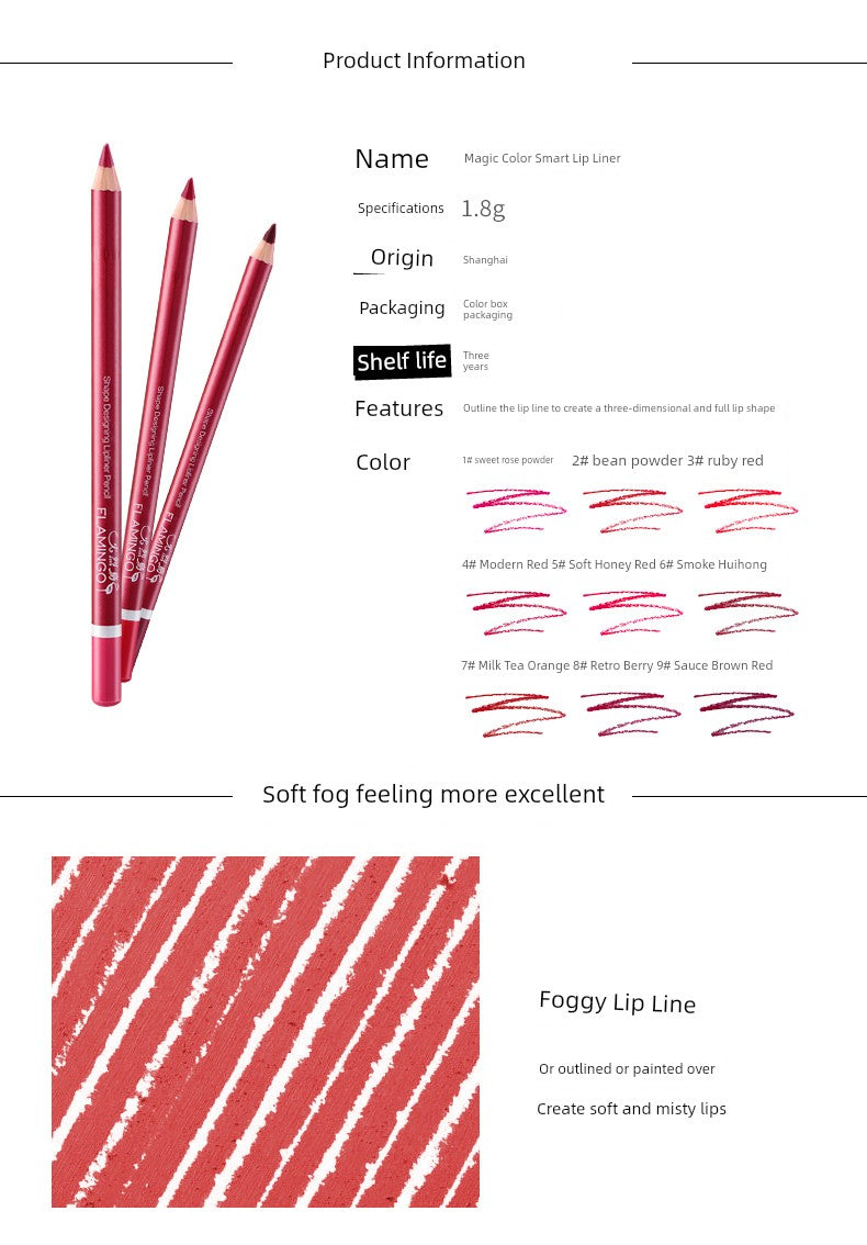 Flamingo Lip Liner Matte Lipstick Pen Waterproof Long-Lasting Non-Fading Genuine Eyeliner for Beginners and Students