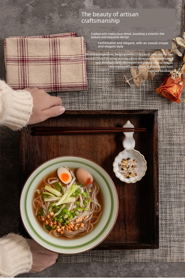 Handmade Gold-Inlaid Ceramic Bowl with High Rim, Suitable for Home Use, Ceramic Rice Bowl, Salad Bowl, Ramen Bowl, Commercial Use