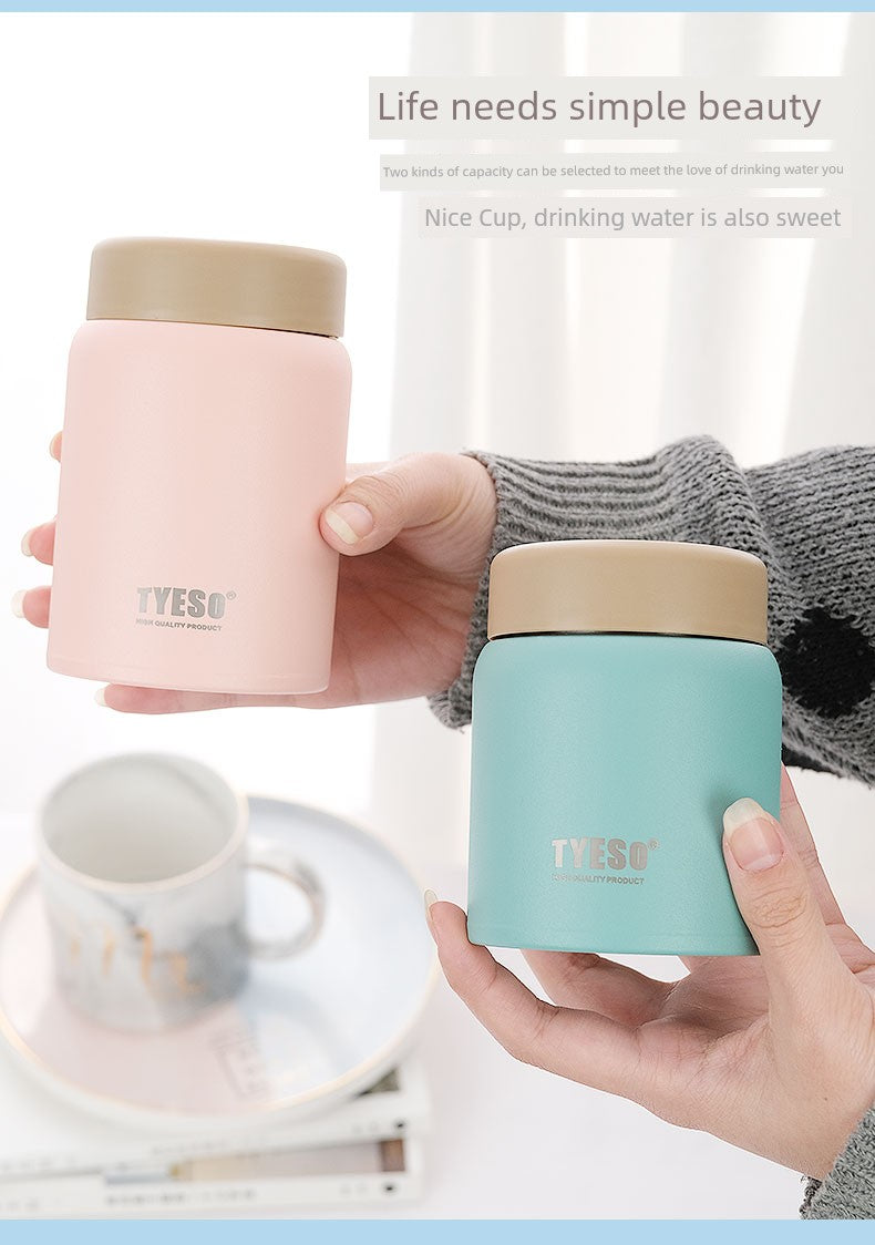 Insulated Cup for Women, Portable, Small Wide-Mouth, Large Diameter, Short and Chubby Style, Compact Stainless Steel Water Bottle, Cute Big Belly Cup