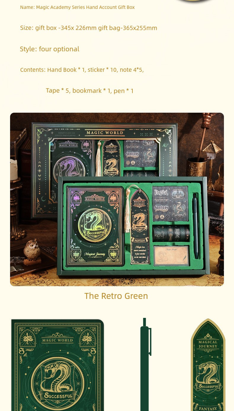 Magic Academy Notebook Set Gift Box Harry Potter Planner High-Quality Notebook for Elementary and Middle School Students School Supplies Diary Planner Sticker Pack Birthday Gift