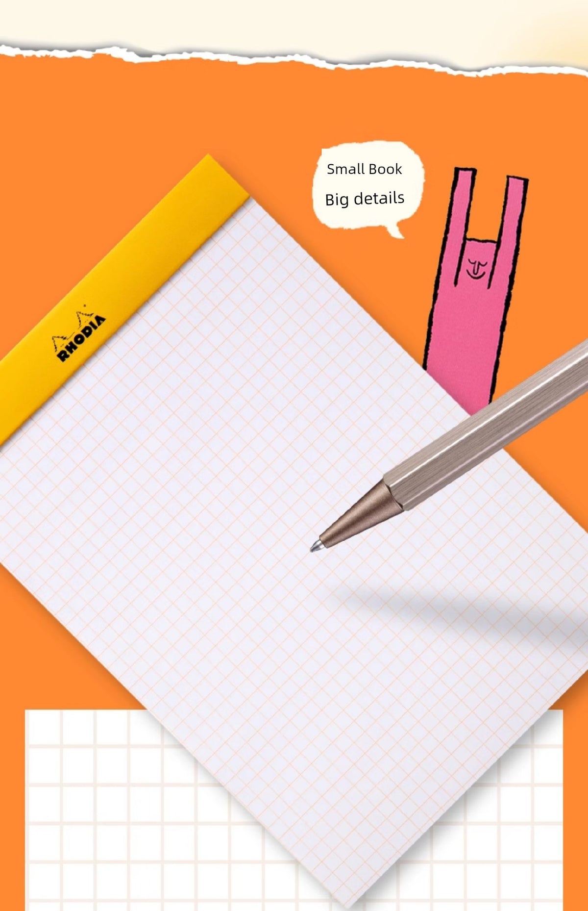 Rhodia French Rhodia Thumbtack Notebook Portable Flip-Up Notebook Tearable Pages High-Quality Aesthetic Fun Notepad Planner [Paper People Collaboration]