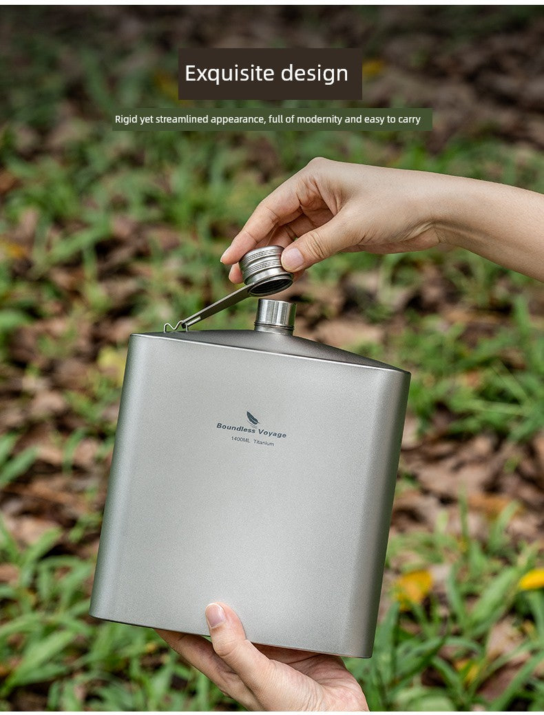 Biwei Pure Titanium Flask Large Capacity Portable Outdoor Water Bottle Home Car Flat Liquor Bottle Square Open Flame