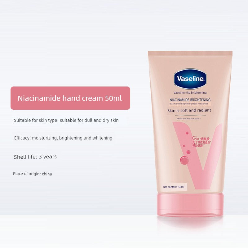 Vaseline Hand Cream Moisturizing and Hydrating for Women, Niacinamide Prevents Dryness and Cracking, Small Tube, Refreshing and Non-Greasy for Men in Summer