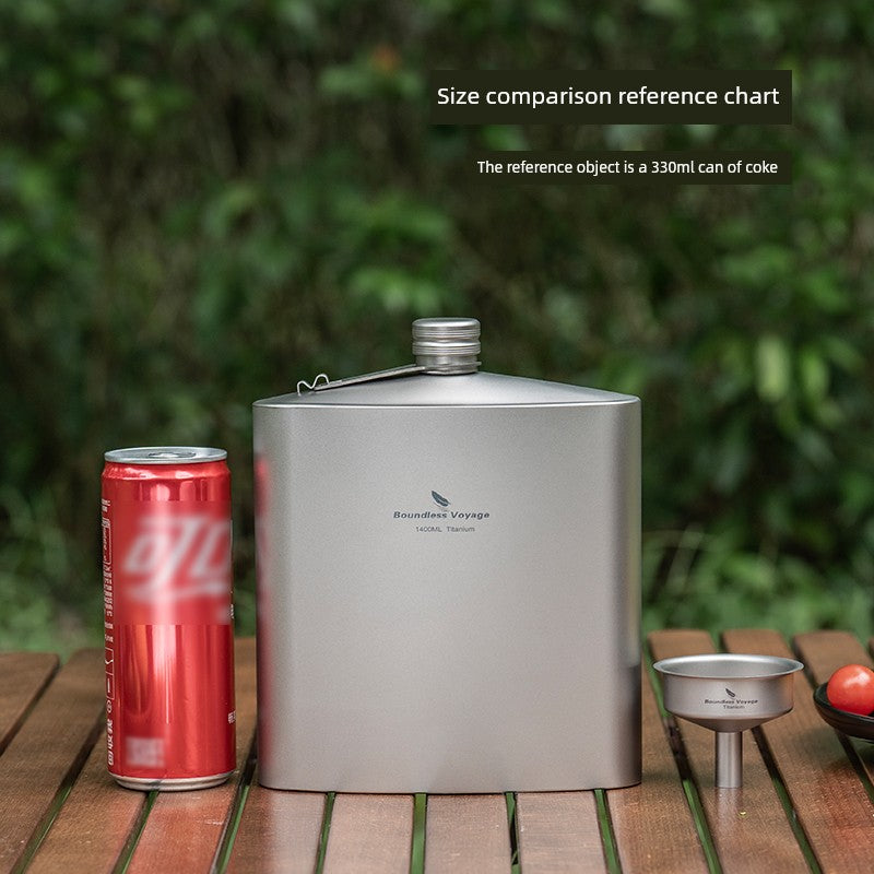 Biwei Pure Titanium Flask Large Capacity Portable Outdoor Water Bottle Home Car Flat Liquor Bottle Square Open Flame