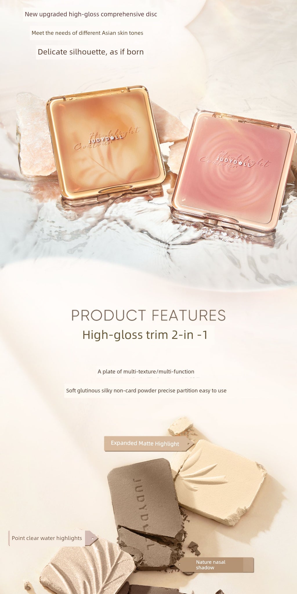 Juduo Orange Blossom Highlighter and Contouring All-In-One Palette Blush Nose Shadow Eye Shadow Side Shadow Three-In-One Facial Matte for Women