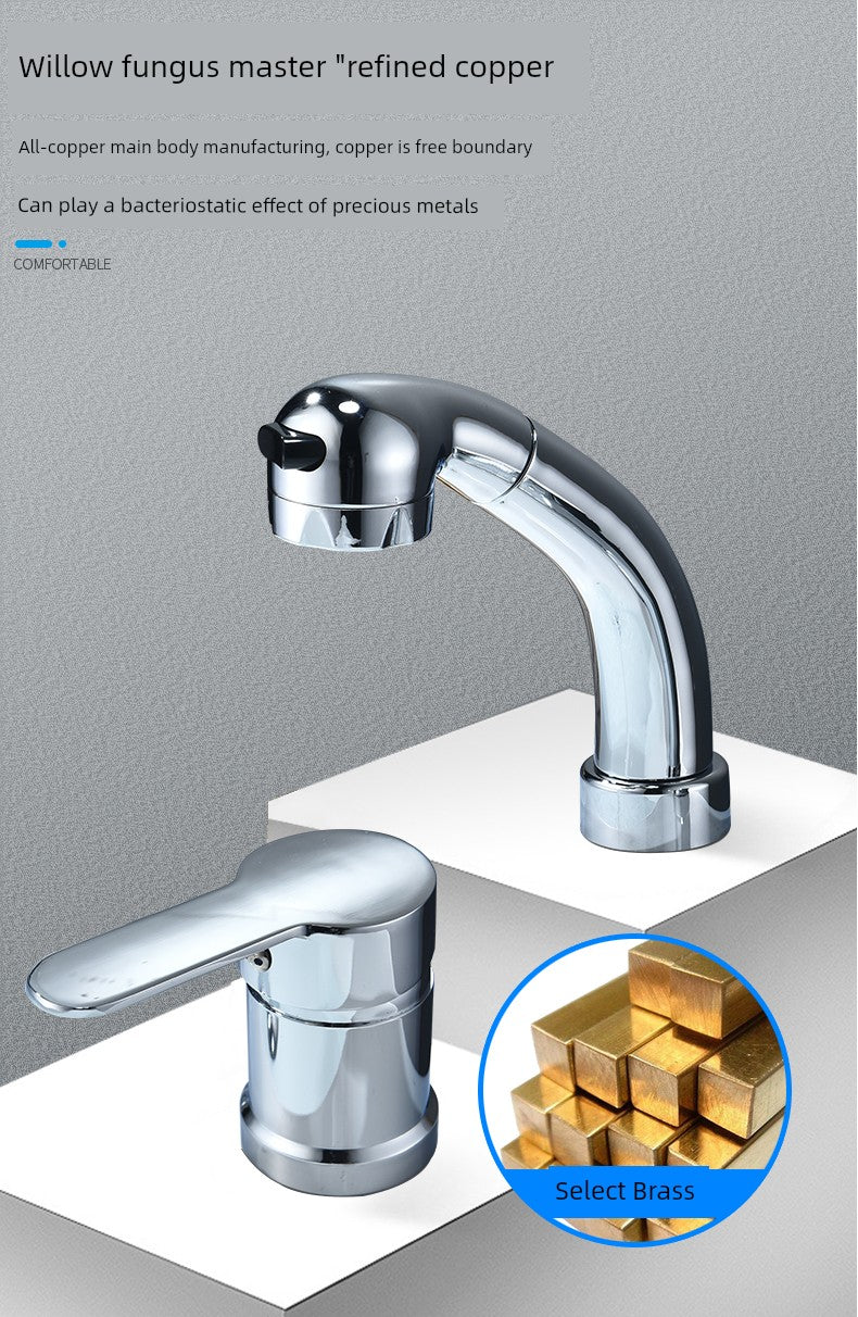 Shampoo Bed with Separate Double-Hole Pull-Out Basin Faucet, Retractable Adjustable Basin, Washbasin Hot and Cold Water Faucet