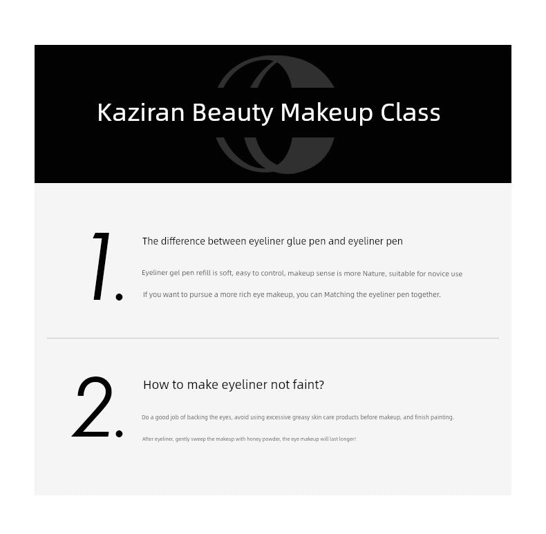 Kazilan Eyeliner Gel Pen Is Not Easy to Smudge, Is Waterproof, Long-Lasting, Suitable for Beginners, Beginners' Pen for Lower Eyelid, Hard Tip, Fine Tip for Women